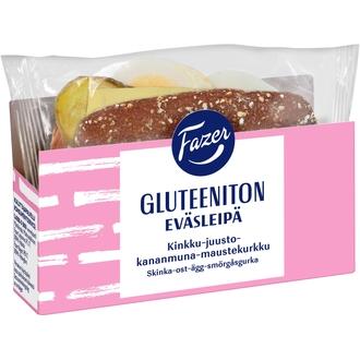 Fazer Gluteeniton Eväsleipä Kinkku-juusto-kananmuna-maustekurkku 160g, täytetty leipä