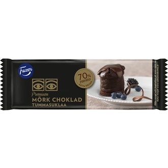 Fazer 100 g Premium 70 % Leivontasuklaalevy tummaa suklaata  jossa 70 % kaakaota.