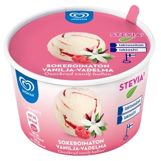 Ingman jäätelö 59g sokeroimaton vanilja-vadelmapikari laktoositon