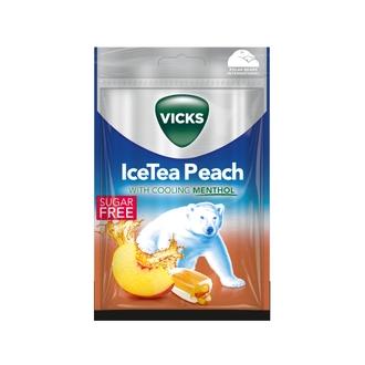 Vicks IceTea Peach sokeriton kurkkupastilli 72g