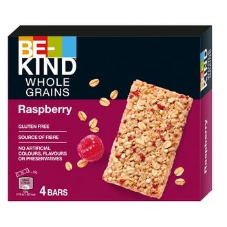 BE-KIND Whole Grains Rasberry 4-pack - täysjyväpatukat vadelmalla (4 x 30 g)
