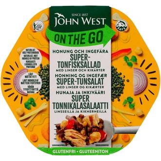 John West On The Go Hunaja & Inkivääri super tonnikalasalaatti linsseillä ja kikherneillä 220g