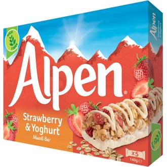 Alpen 5x29g omena-mansikka jogurtinmakuinen kuorrutus moniviljapatukka