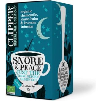 Clipper Snore & Peace. Luomu yrttihauduke, sisältää kamomillaa, sitruunamelissaa ja laventelia 30g / 20 pussia