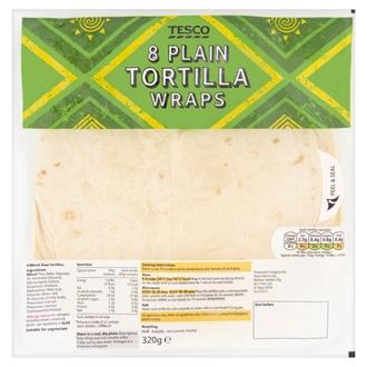 Tesco 320G Plain Tortilla Wraps Vehnätortilla 8Kpl