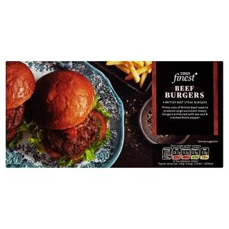 Tesco Finest 454G Beef Burgers Jauhelihapihvejä Pakaste 4Kpl