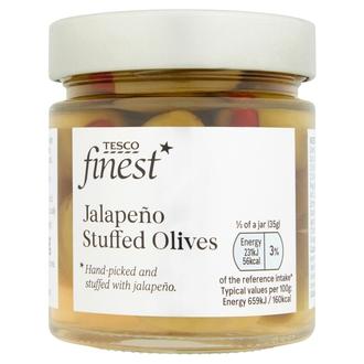 Tesco Finest Jalapenoilla Täytetyt Halkidiki-Oliivit 210/105G