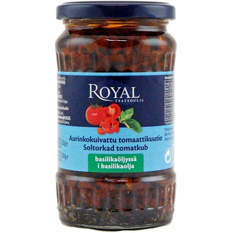 Royal 330/200g aurinkokuivattu tomaattikuutio basilikaöljyssä