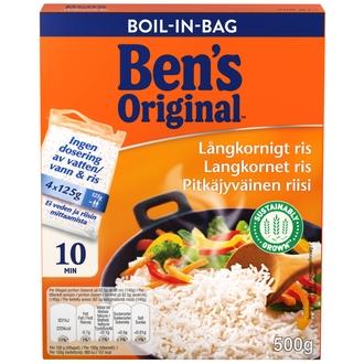 Ben\'s Original Pitkäjyväinen riisi keitinpusseissa 4x125g