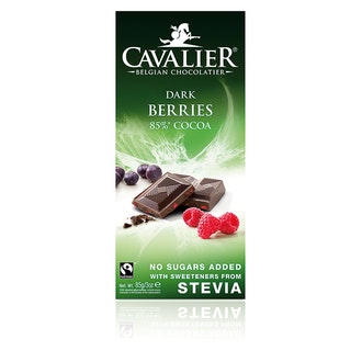 Cavalier 85g Stevia tummasuklaalevy marjat