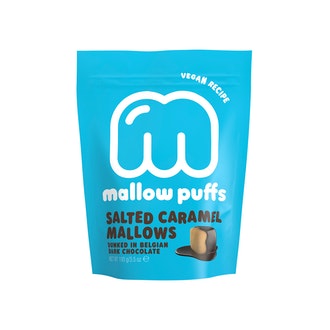 Mallow Puffs Vegaaninen tummasuklaapäällysteinen suolatoffeevaahtokarkki 100g