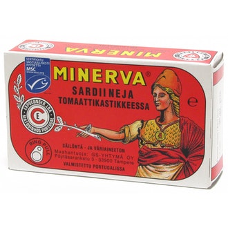 Minerva sardiineja 120g/85g tomaattikastikkeessa