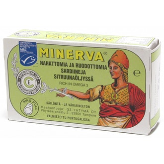 Minerva nahattomia ja ruodottomia sardiineja sitruunaöljyssä 120g