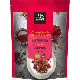 Urtekram Luomu Crunchy Granola vadelma & suklaa 325g