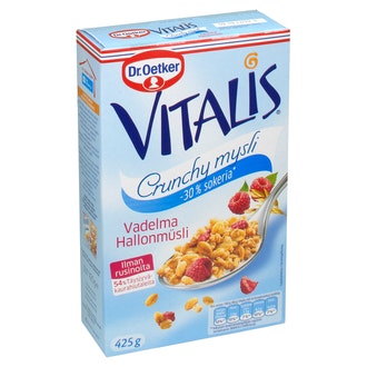 Vitalis Crunchy 425g vadelma -30% sokeria