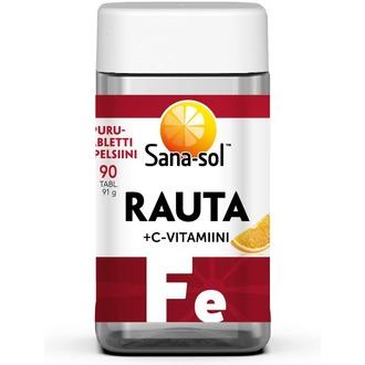 Sana-Sol Rauta+C-Vitamiini Appelsiininmakuinen Purutabletti 90Tabl