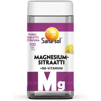 Sana-Sol Magnesiumsitraatti+B6-Vitamiini Sitruunanmakuinen Purutabletti 100Tabl