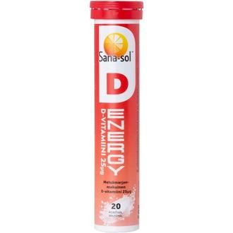 Sana-Sol D-Energy D25µg Metsämarjanmakuinen D-Vitamiiniporetabletti 20Kpl