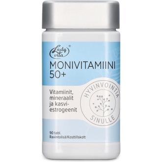 Ladyvita Monivitamiini 50+ Ravintolisä Vitamiini-Kivennäisaine-Kasviestrogeenitabletti 90 Tabl