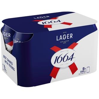 6-pack 1664 Lager olut 5% tölkki 0,33 L