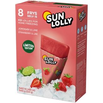 Sun Lolly 8x60ml/65g Pakasta itse mehujää Mansikka-Lime