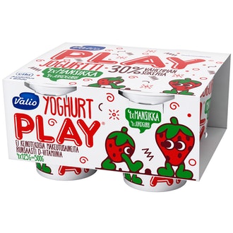 Valio Play® jogurtti 4x125 g mansikka laktoositon
