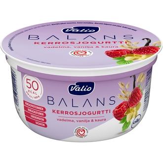 Valio Balans kerrosjogurtti 150 g vadelma-vanilja-kaura rasvaton laktoositon