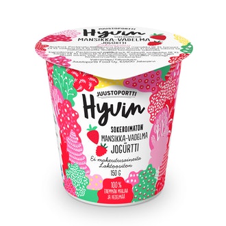 Juustoportti Hyvin sokeroimaton jogurtti 150g mansikka-vadelma laktoositon