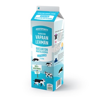 Juustoportti Vapaan lehmän rasvaton maitojuoma 1 l laktoositon