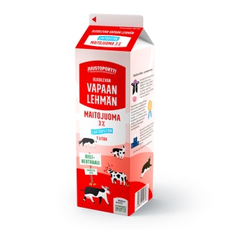 Juustoportti vapaan lehmän maitojuoma 3% 1l laktoositon