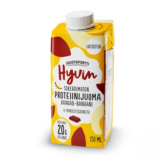 Juustoportti Hyvin sokeroimaton kaakaon ja banaanin makuinen proteiinijuoma 250ml laktoositon
