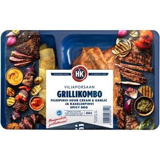 HK Viljaporsaan grillikombo fileepihvi sour cream & garlic ja kasslerpihvi spicy BBQ 450g