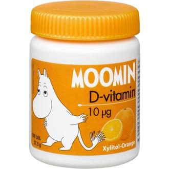 Moomin 100tabl 37,5g 10µg Xylitol-Orange D-vitamiini ravintolisä