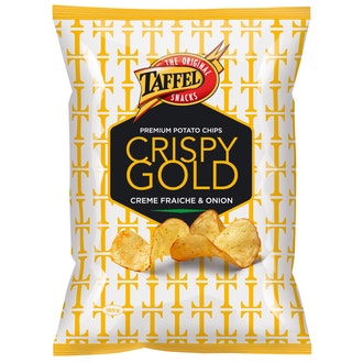 Taffel Crispy Gold 160g creme fraiche & onion potatochips