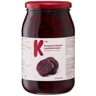 K-Menu punajuuriviipaleet mausteliemessä 950g/650g