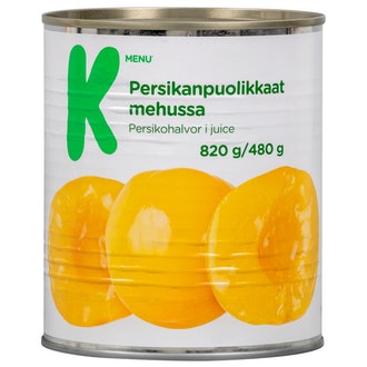 K-Menu persikanpuolikkaat mehussa 820g/480g