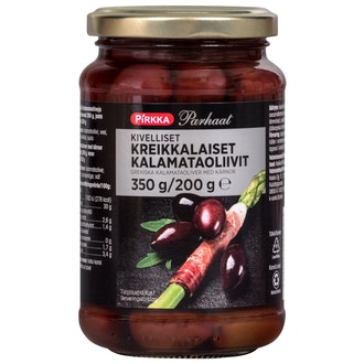 Pirkka Parhaat kivelliset kreikkalaiset kalamataoliivit 350g/200g