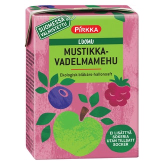 Pirkka Luomu mustikka-vadelmamehu 2dl