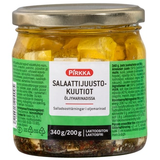 Pirkka salaattijuustokuutiot öljymarinadissa 340g/200g laktoositon