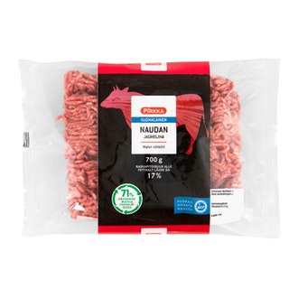 Pirkka suomalainen naudan jauheliha 17% 700g