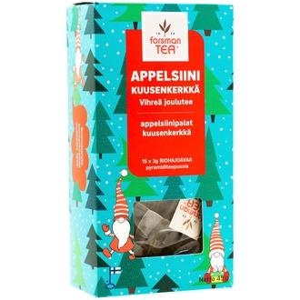 Forsman Pyramid Appelsiini Kuusenkerkkä maustettu vihreä tee 15x3g