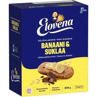 Elovena 10x30g banaani-suklaa täysjyvä välipalakeksi 100% kauraa