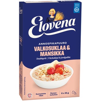 Elovena 210g valkosuklaa-mansikka annospikapuuro