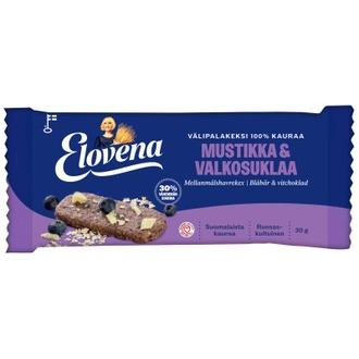 Elovena 30g mustikka-valkosuklaa täysjyvä välipalakeksi 100% kauraa