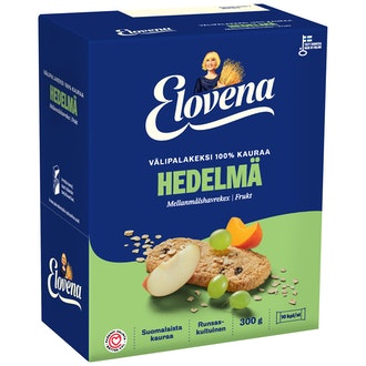 Elovena 10x30g kaura-hedelmä täysjyvä välipalakeksi 100% kauraa