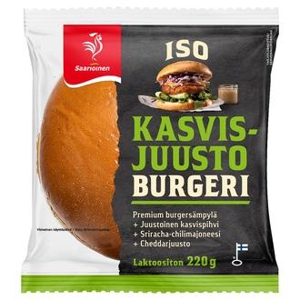 Saarioinen ISO Kasvis-juusto Burgeri; Iso Kasvis-juustohampurilainen 220g