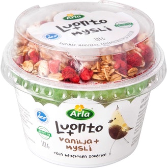 Arla Luonto+ AB laktoositon vaniljajogurtti ja marjamysli 188g
