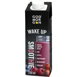 God Morgon Wake Up smoothie vihreä kahvipapu-kaura-vadelma-ruusunmarja-mustikka  250 ml
