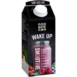 God Morgon Wake Up smoothie vihreä kahvipapu-kaura-vadelma-ruusunmarja-mustikka 750ml