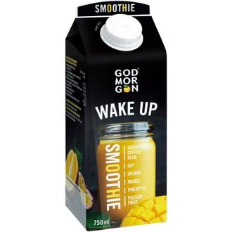 God Morgon Wake Up smoothie vihreä kahvipapu-kaura-appelsiini-mango-ananas-passionhedelmä 750ml